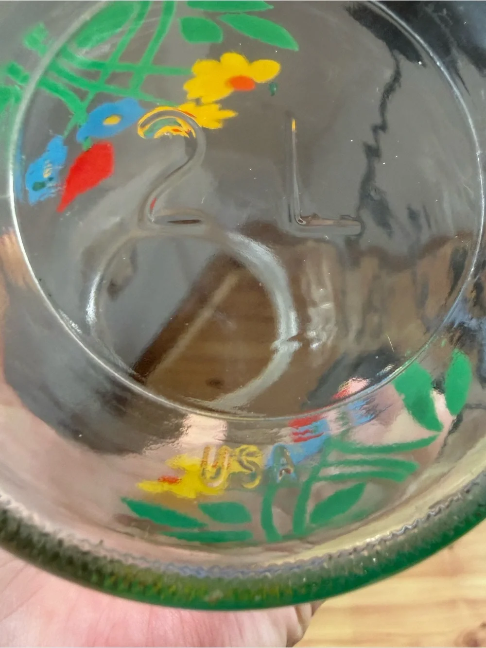 Vintage Carlton Glass 2 Qt Floral Glass Canister Jar USA No Lid
